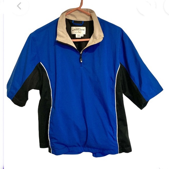 FootJoy Short Sleeve Half Zip Pullover Navy Blue- Medium - Picture 1 of 13